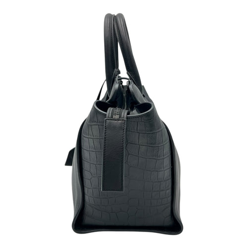 Saint Laurent Cabas Top Handle Bag Black in Calfskin, Lacquered Metal hardware_4