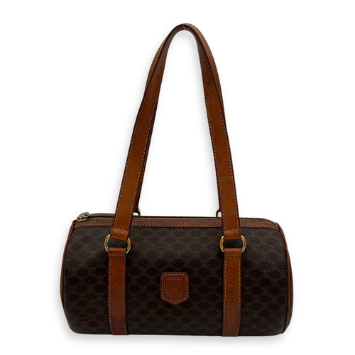 Celine Macadam Shoulder Bag Brown in Coated Canvas, Gold hardware_17