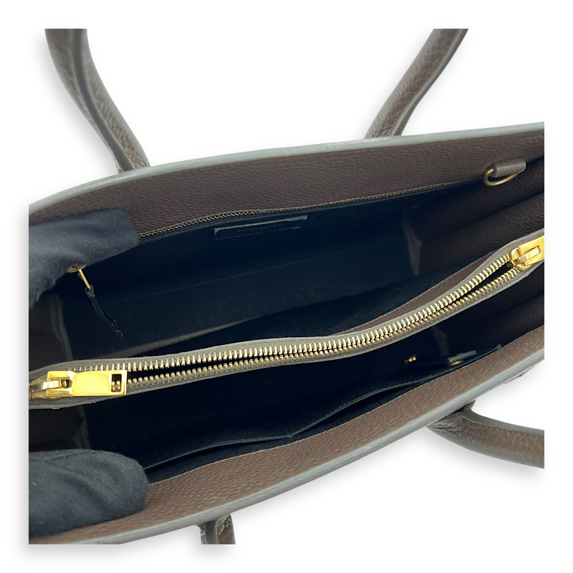 Saint Laurent Sac de Jour Small Brown Top Handle Bag in Calfskin, Gold hardware_6