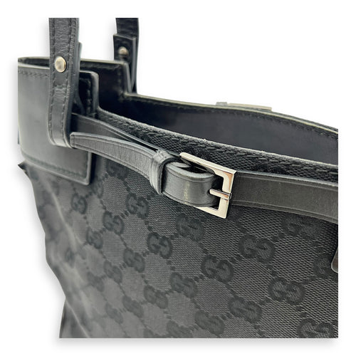 Gucci GG Top Handle Bag Black in Canvas, Silver hardware_9