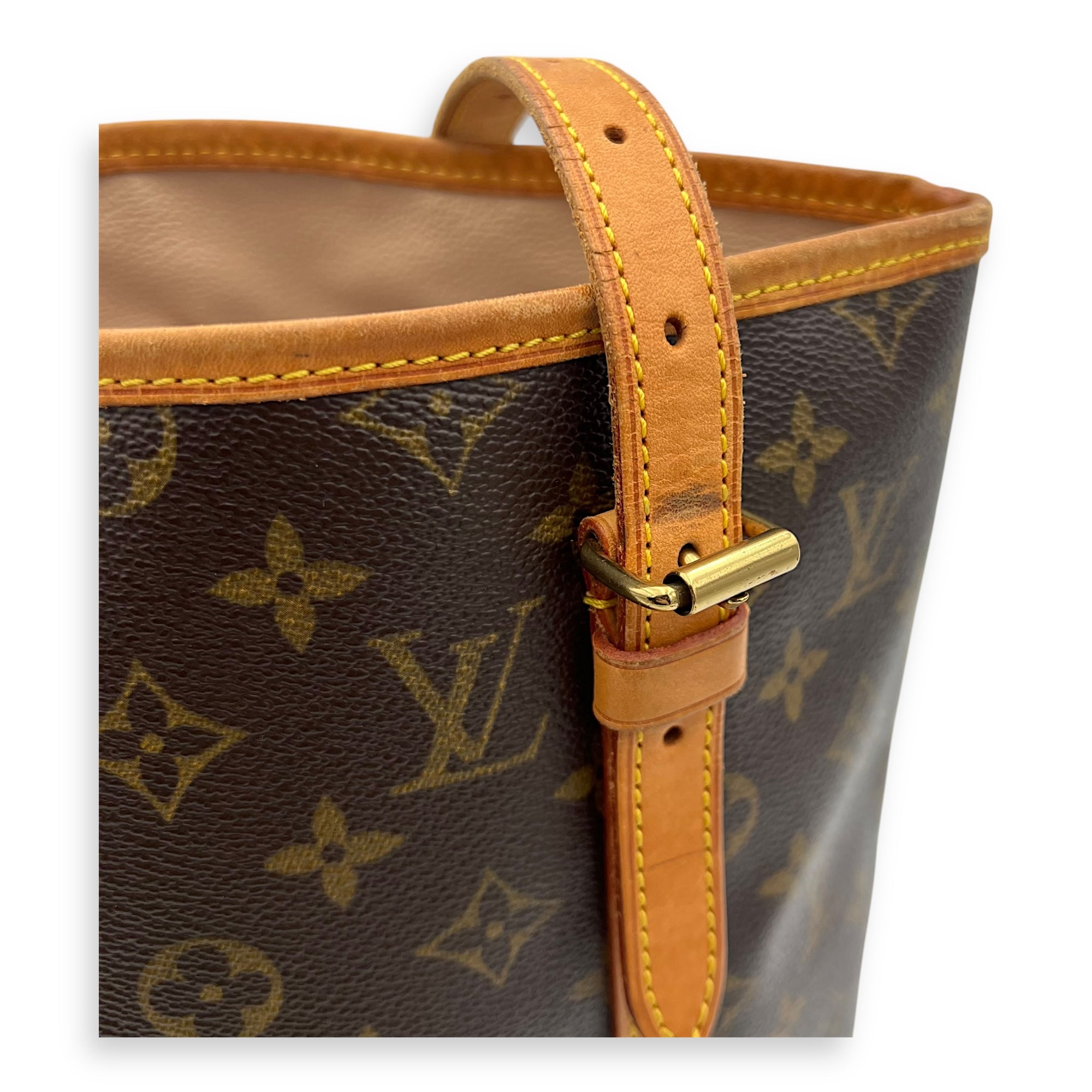 Louis Vuitton Noe Bucket Bag Brown in Monogram Coated Canvas, Gold hardware_9