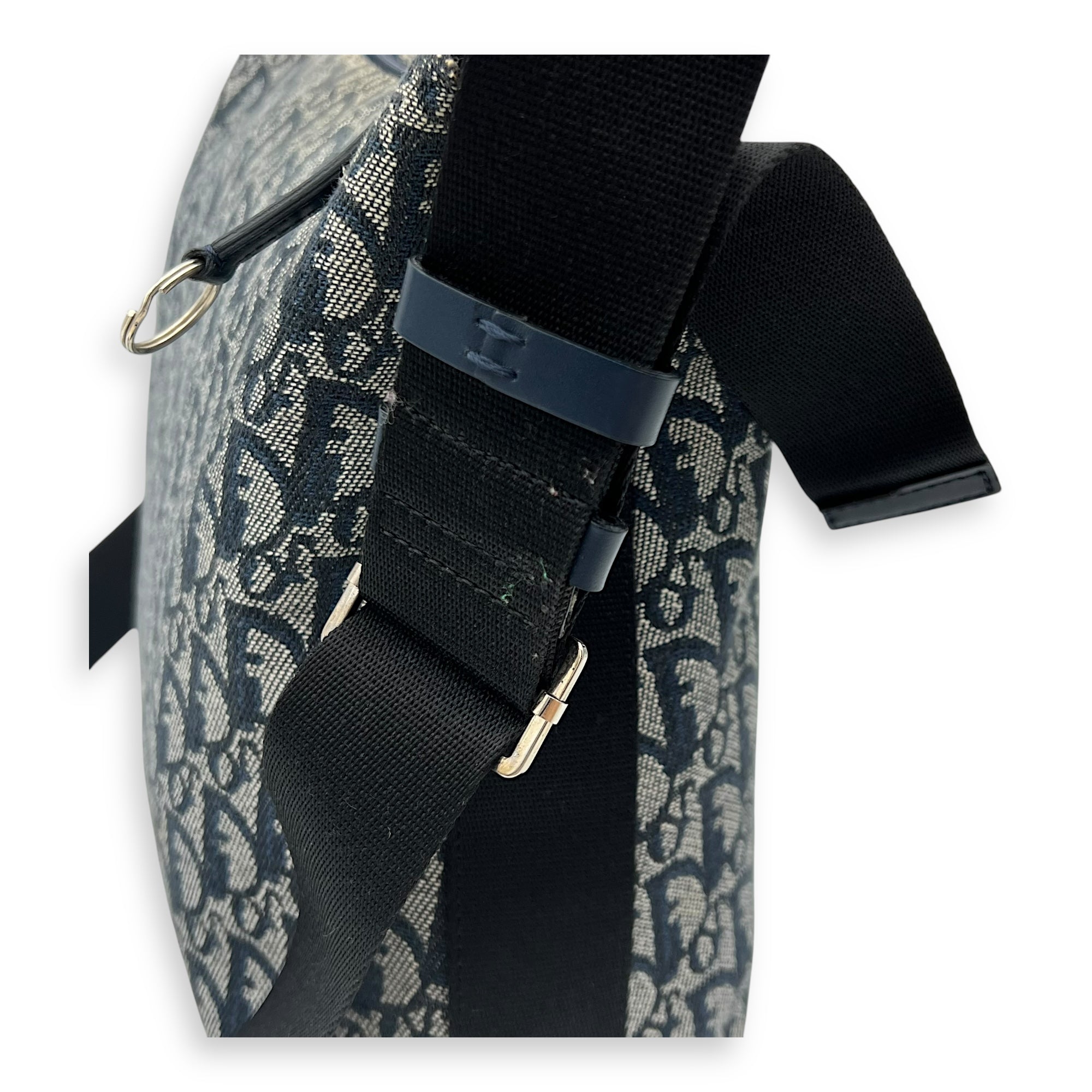 Christian Dior Oblique Crossbody Bag Blue in Jacquard, Silver hardware_7
