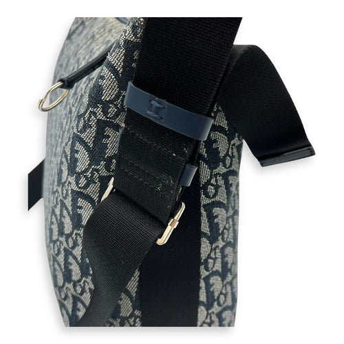 Christian Dior Oblique Crossbody Bag Blue in Jacquard, Silver hardware_7