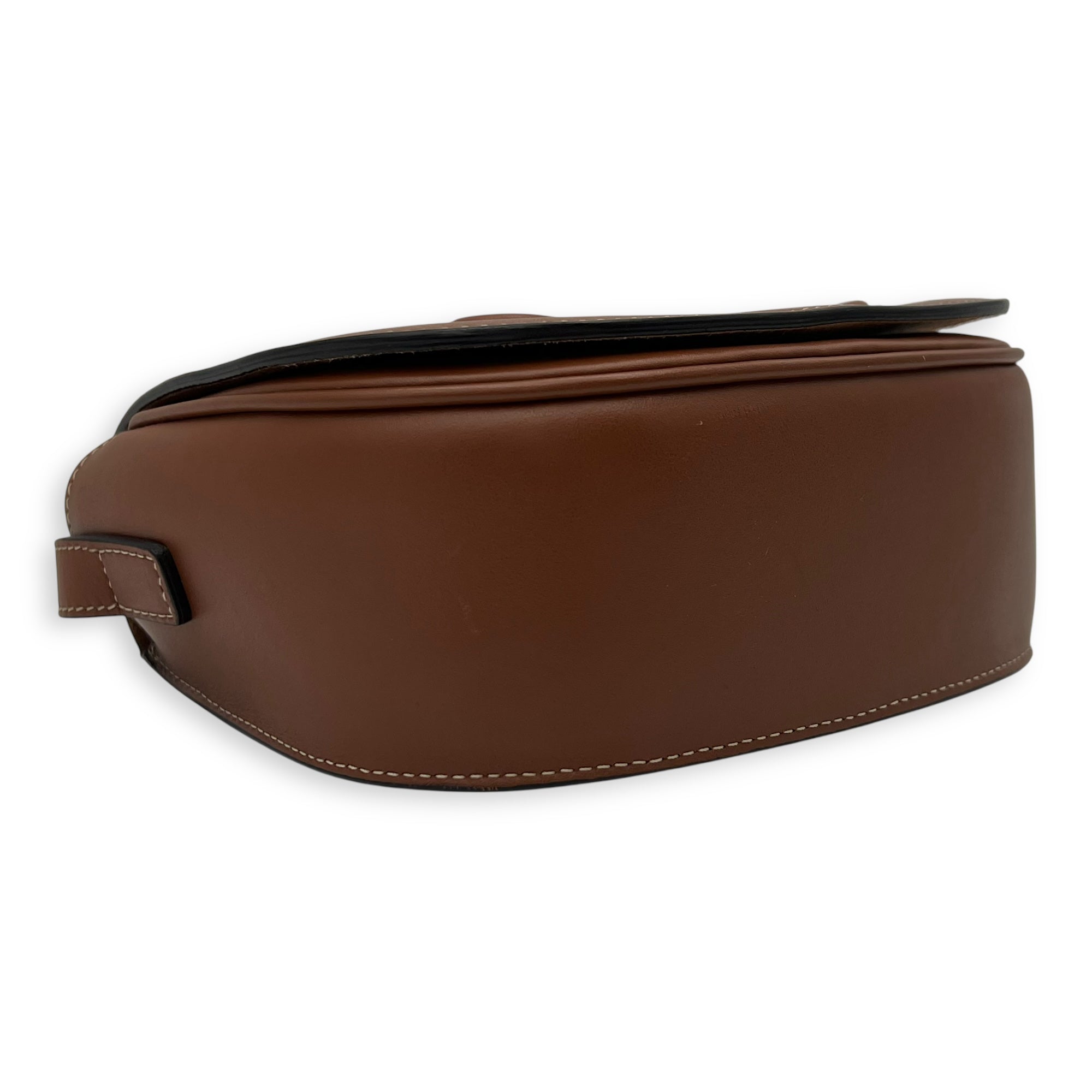Celine Folco Crossbody Bag Brown in Calfskin, Gold hardware_8