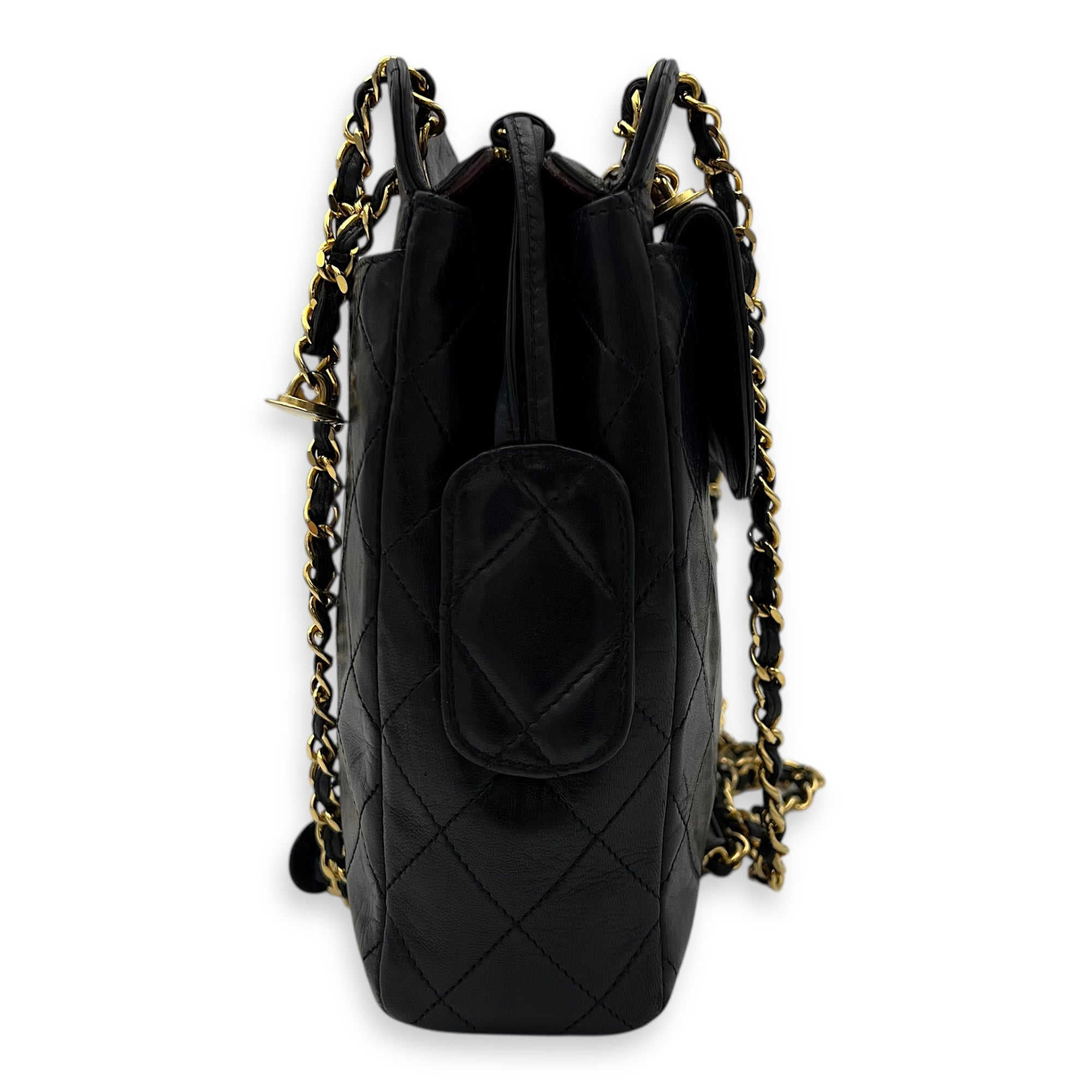 Chanel Vintage Shoulder Bag Black in Lambskin, Gold hardware_2