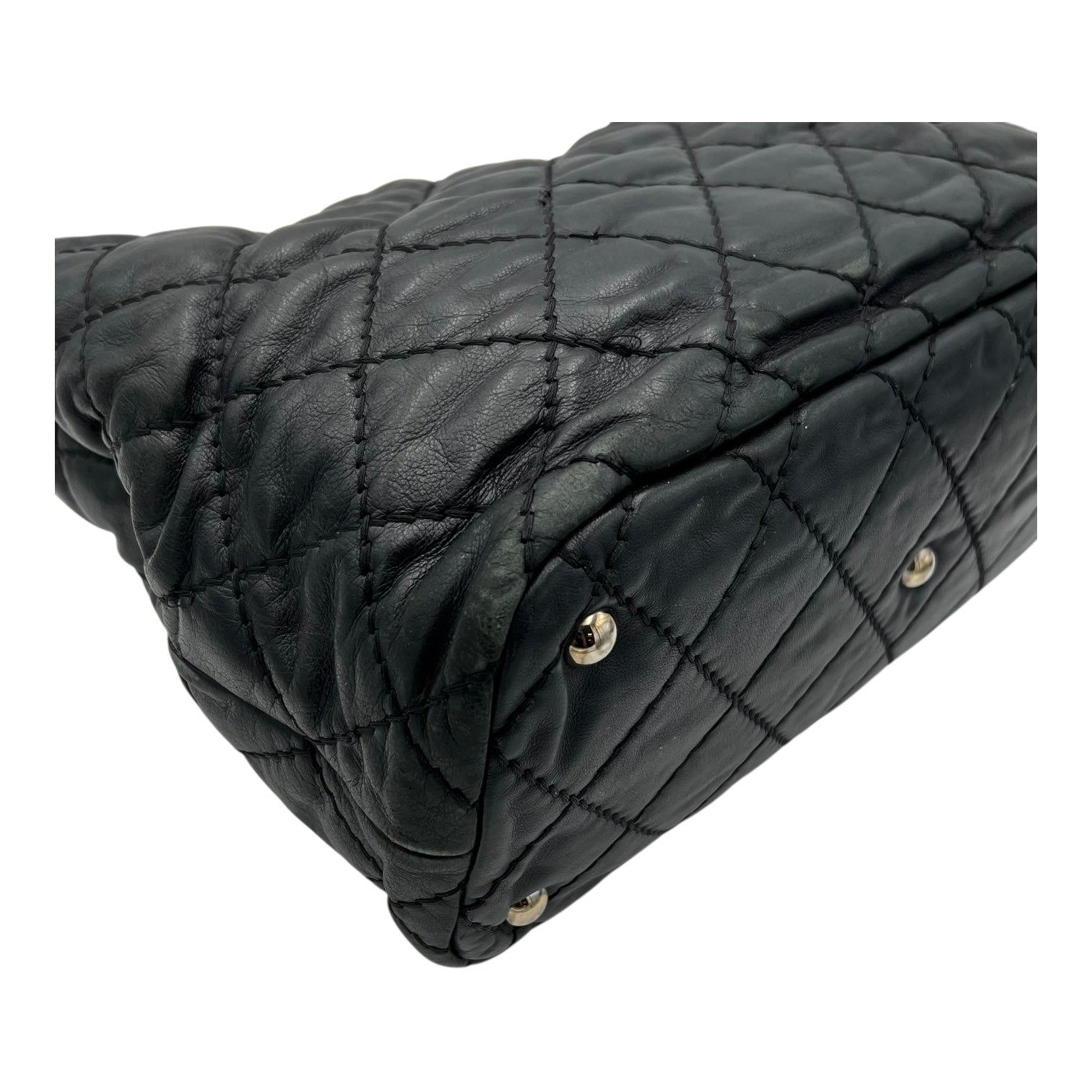 Chanel Wild stitch  Tote Bag Blue in Linen, Silver hardware_12