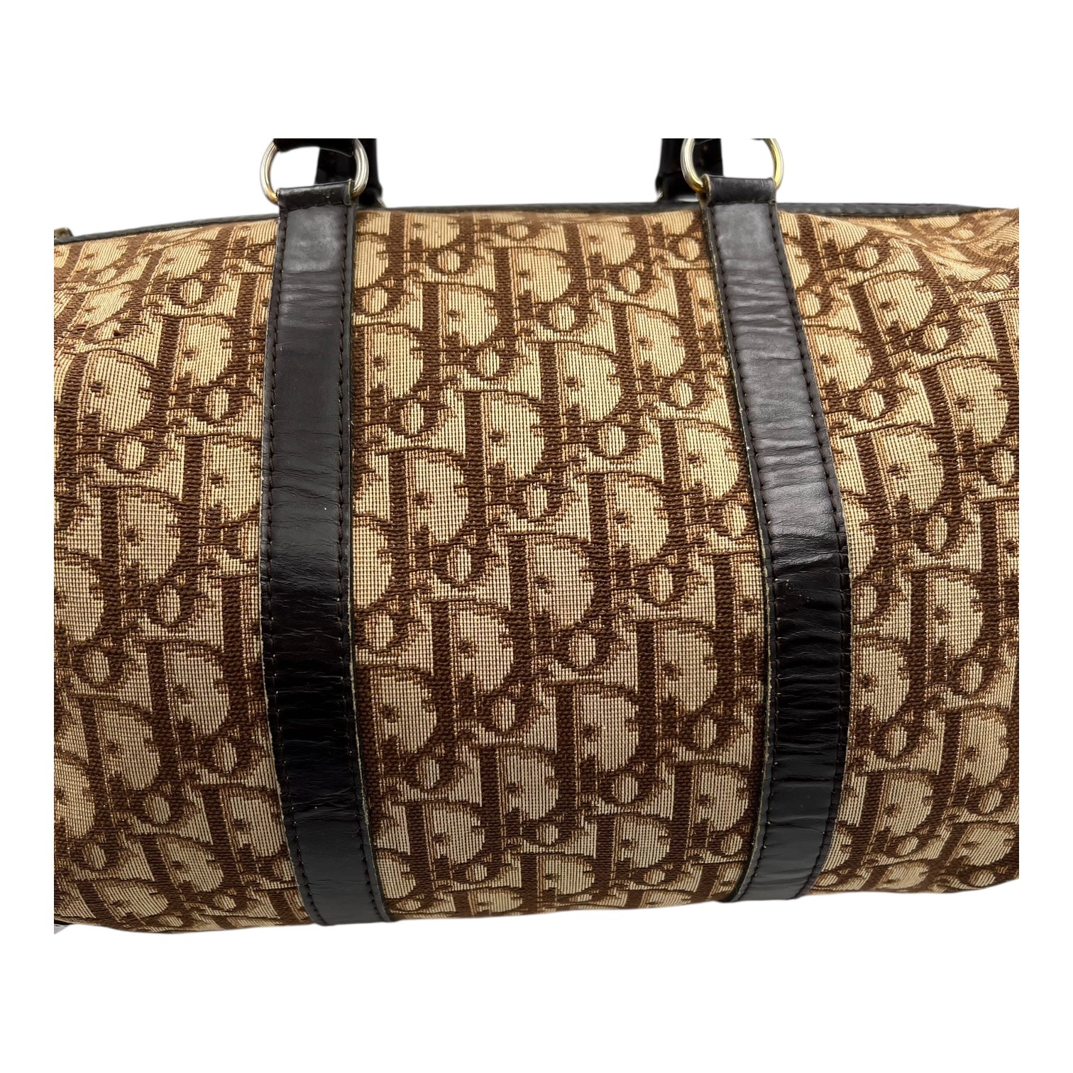 Christian Dior Trotteur Top Handle Bag Brown in Coated Canvas, Silver hardware_16