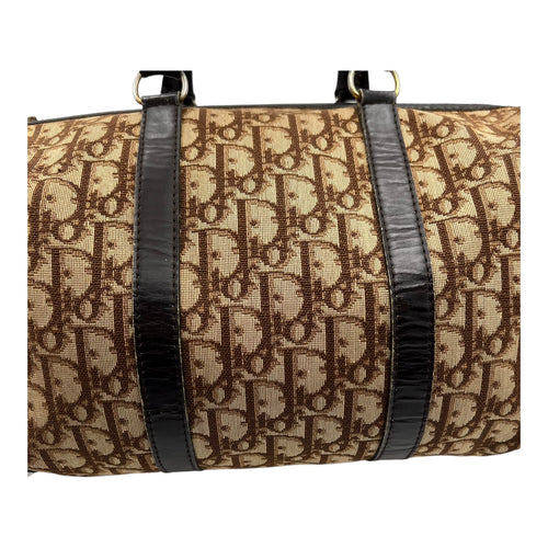 Christian Dior Trotteur Top Handle Bag Brown in Coated Canvas, Silver hardware_16