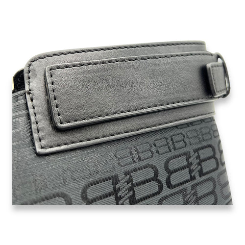 Balenciaga Logo Top Handle Bag Black in Canvas, Silver hardware_7
