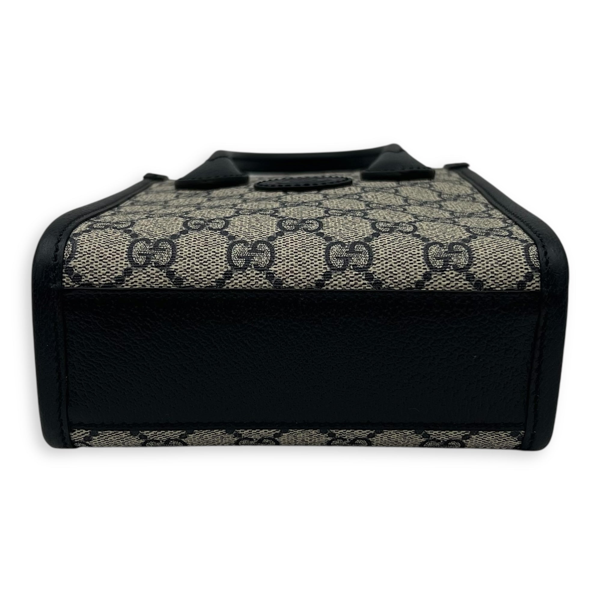 Gucci GG Supreme Top Handle Bag Blue in Coated Canvas, Silver hardware_5