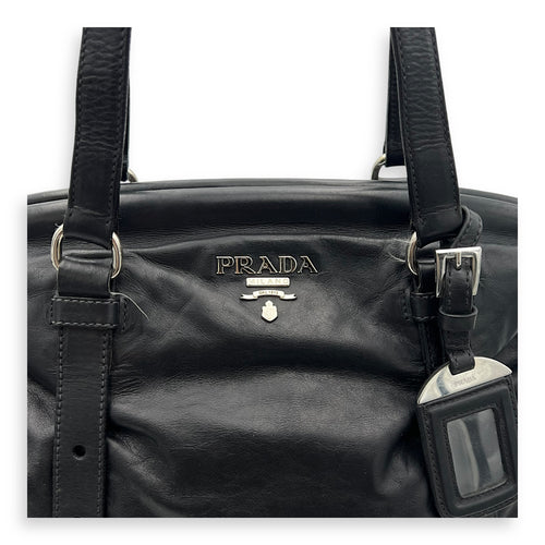 Prada Frame Shoulder Bag Black in Calfskin, Silver hardware_9