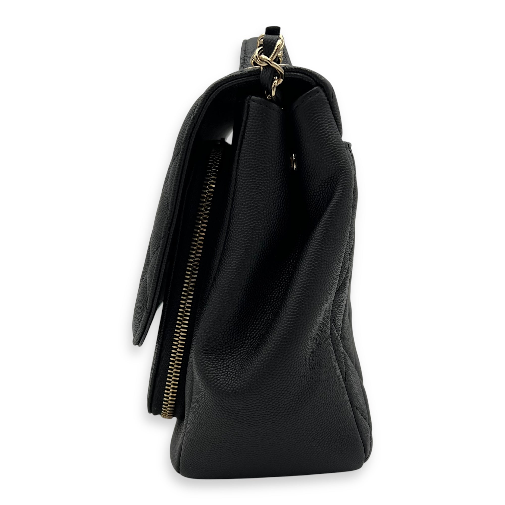 Chanel Business Affinity Black Top Handle Bag in Caviar Leather, Light Gold hardware_4