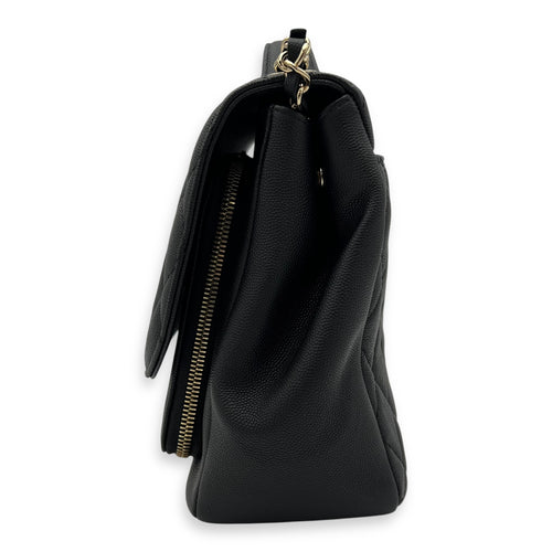 Chanel Business Affinity Black Top Handle Bag in Caviar Leather, Light Gold hardware_4