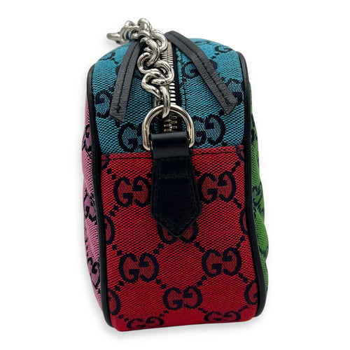 Gucci GG Crossbody Bag Pink in Denim, Silver hardware_4