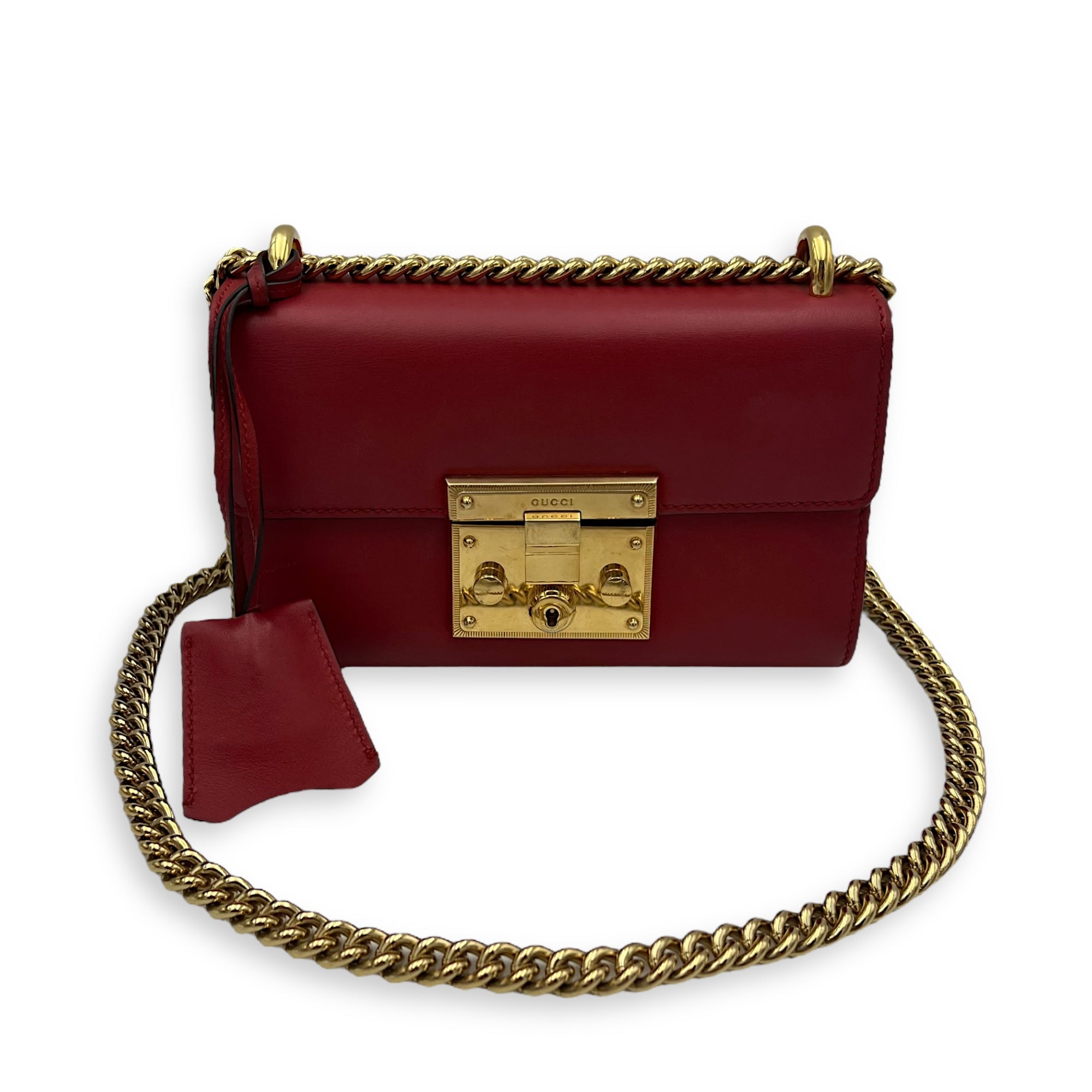 Gucci Padlock Shoulder Bag Red in Calfskin, Gold hardware_14