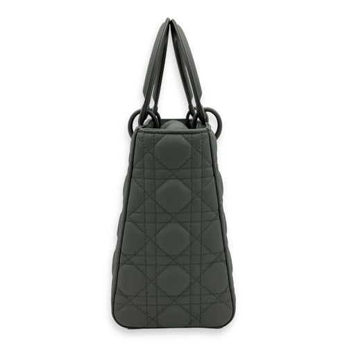 Christian Dior Lady Dior Medium Grey Top Handle Bag in Lambskin, Ultramatte hardware_3