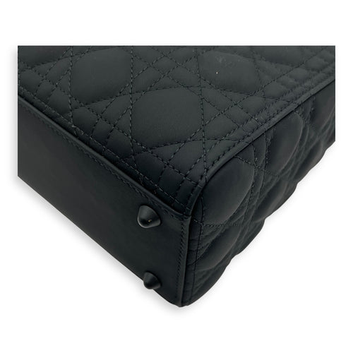 Christian Dior Lady Dior Large Black Top Handle Bag in Lambskin, Ultramatte hardware_11