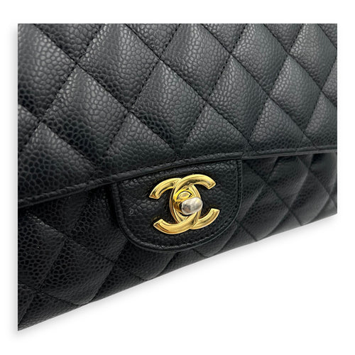 Chanel Classic Shoulder Bag Medium Black in Caviar Leather, Gold hardware_8