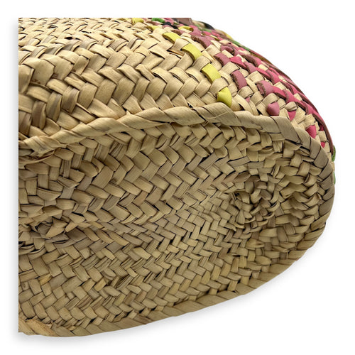Loewe Basket Beige Top Handle Bag in Raffia, Silver hardware_10