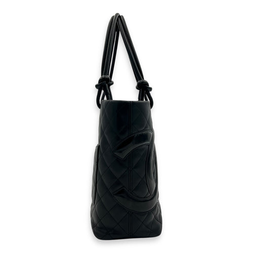 Chanel Cambon Tote Bag Black in Lambskin, Silver hardware_3