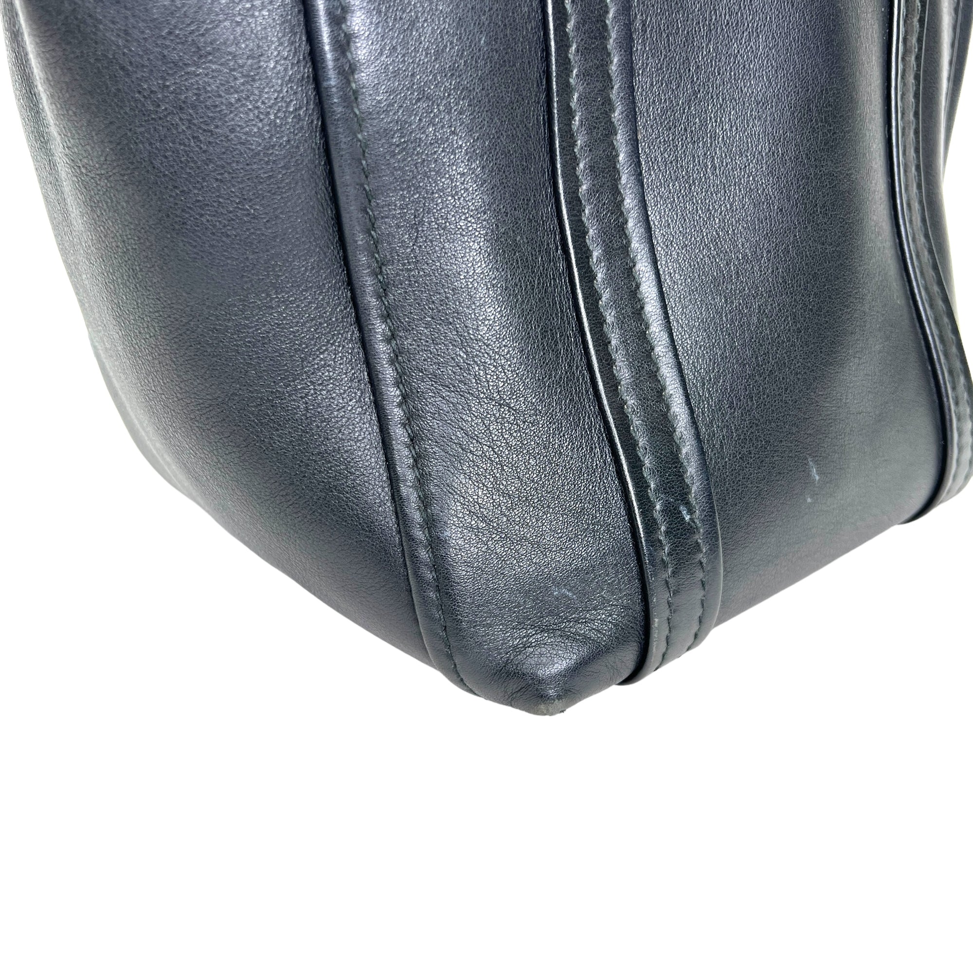 Laundry Cabas Black Top Handle Bag in Calfskin, Silver hardware