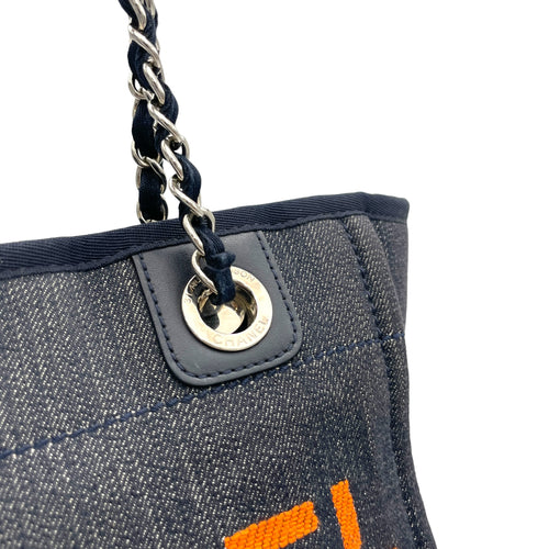 Deauville Blue Tote Bag in Denim, Silver hardware