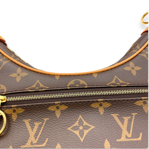 Loop Brown Shoulder Bag in Monogram Coated Canvas, Gold hardware