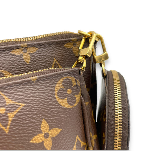 Multi-Pochette Accessoires Crossbody Bag Brown in Monogram Coated Canvas, Gold hardware