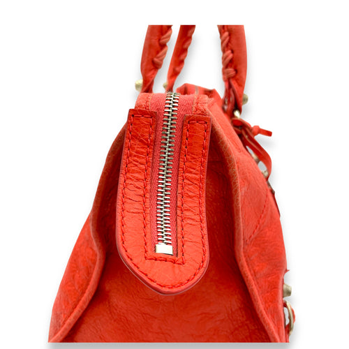 Part Time Shoulder Bag Orange in Distressed Leather, Silver hardware