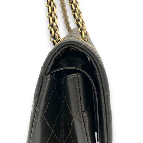 2.55 Shoulder Bag Black in Calfskin, Gold hardware