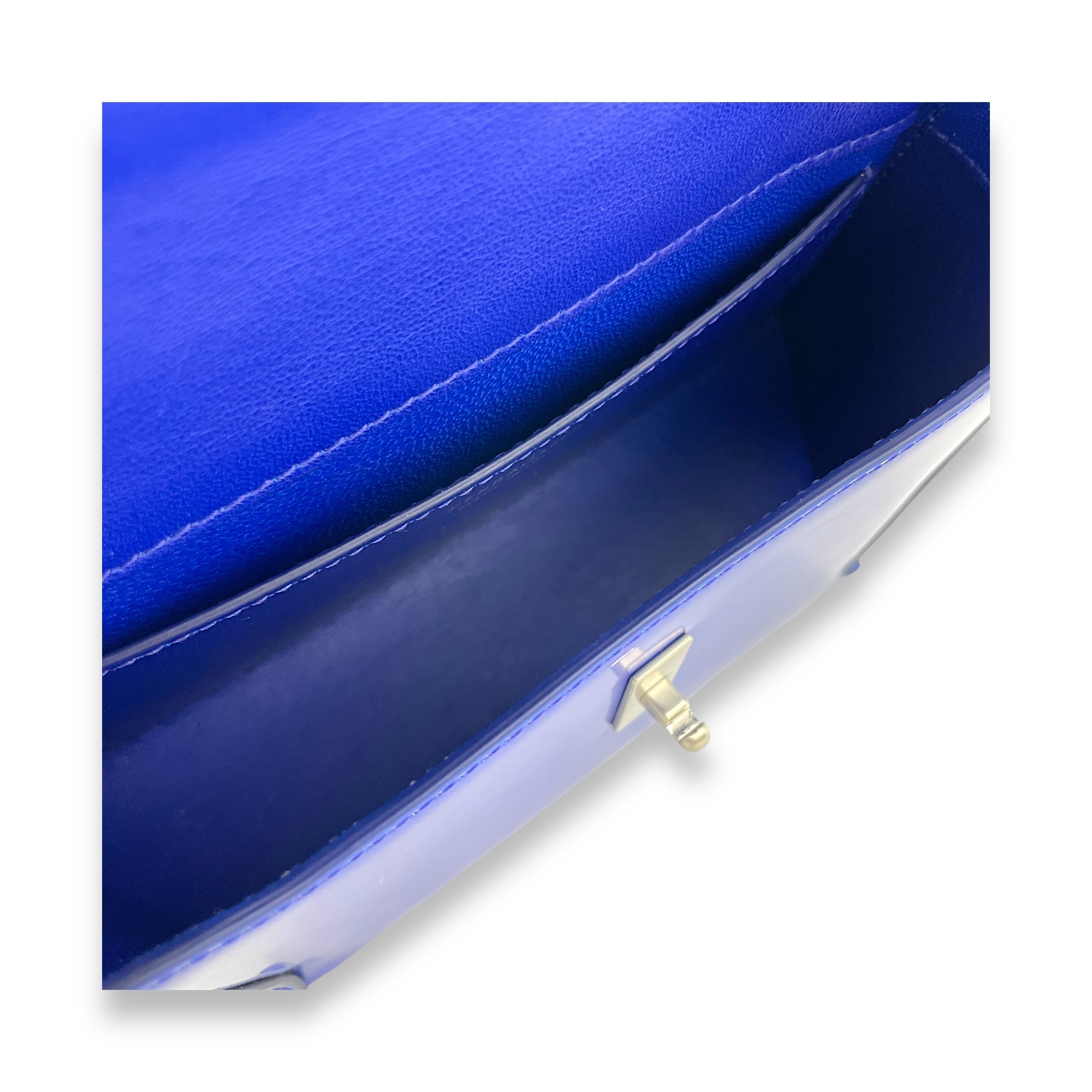 Prisma Blue Top Handle Bag in Calfskin, Silver hardware