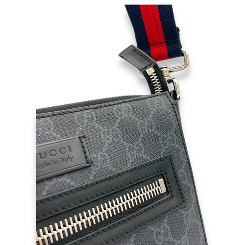 GG Supreme Messenger Black in Monogram Coated Canvas, Silver hardware