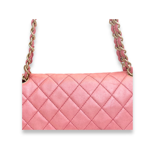 Timeless CC Pink Shoulder Bag in Lambskin, Brushed Gold hardware