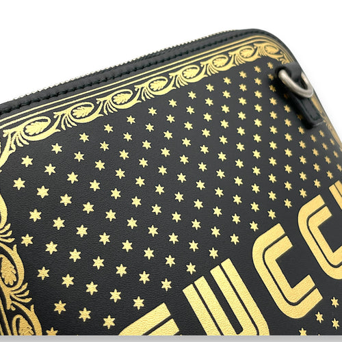 X Sega Guccy Stars Crossbody Bag Black in Calfskin, Ruthenium hardware