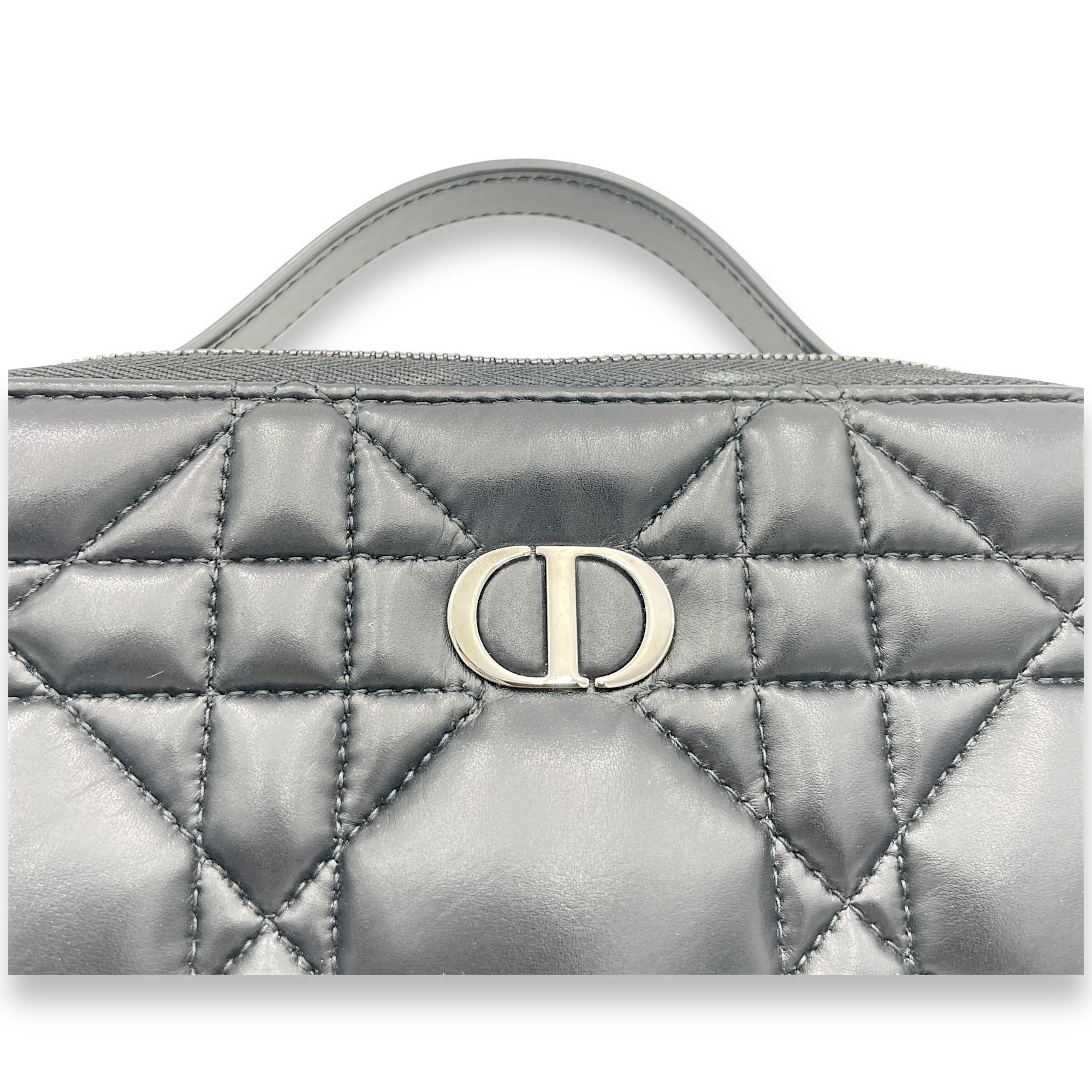 Caro Box  Crossbody Bag Black in Lambskin, Silver