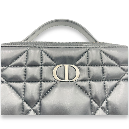 Caro Box  Crossbody Bag Black in Lambskin, Silver