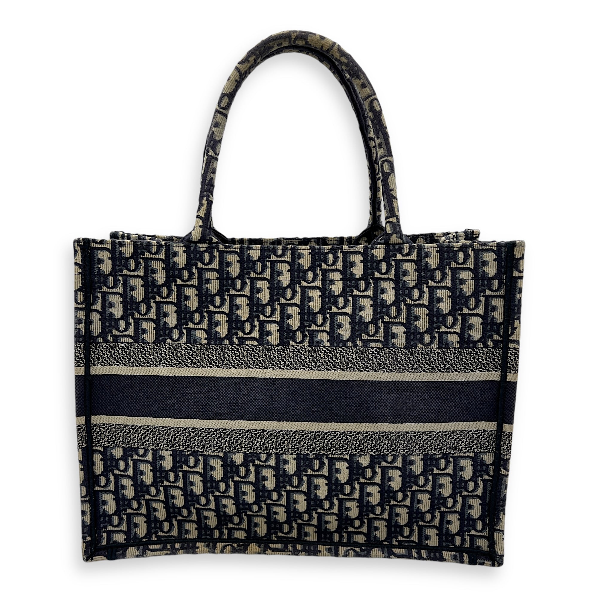 Book Tote Top Handle Bag Medium Blue in Jacquard