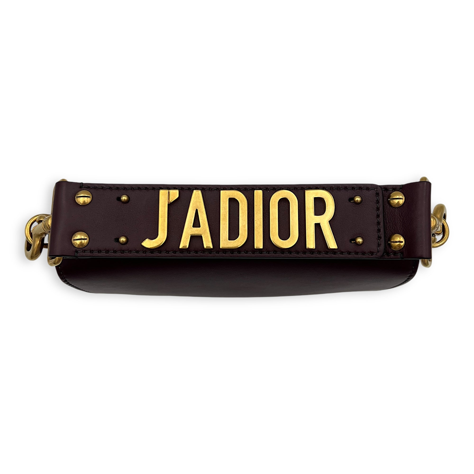 J'Adior Burgundy Top Handle Bag in Calfskin, Gold hardware