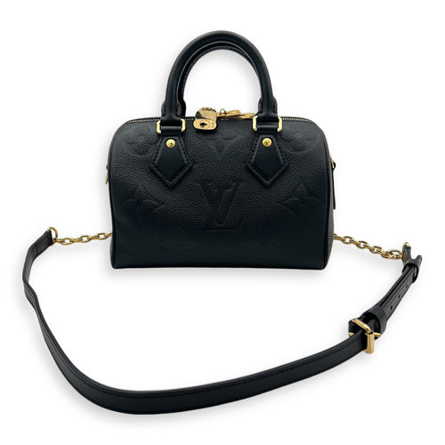 Speedy Bandouliere Top Handle Bag 20 Black in Empreinte Leather, Gold hardware