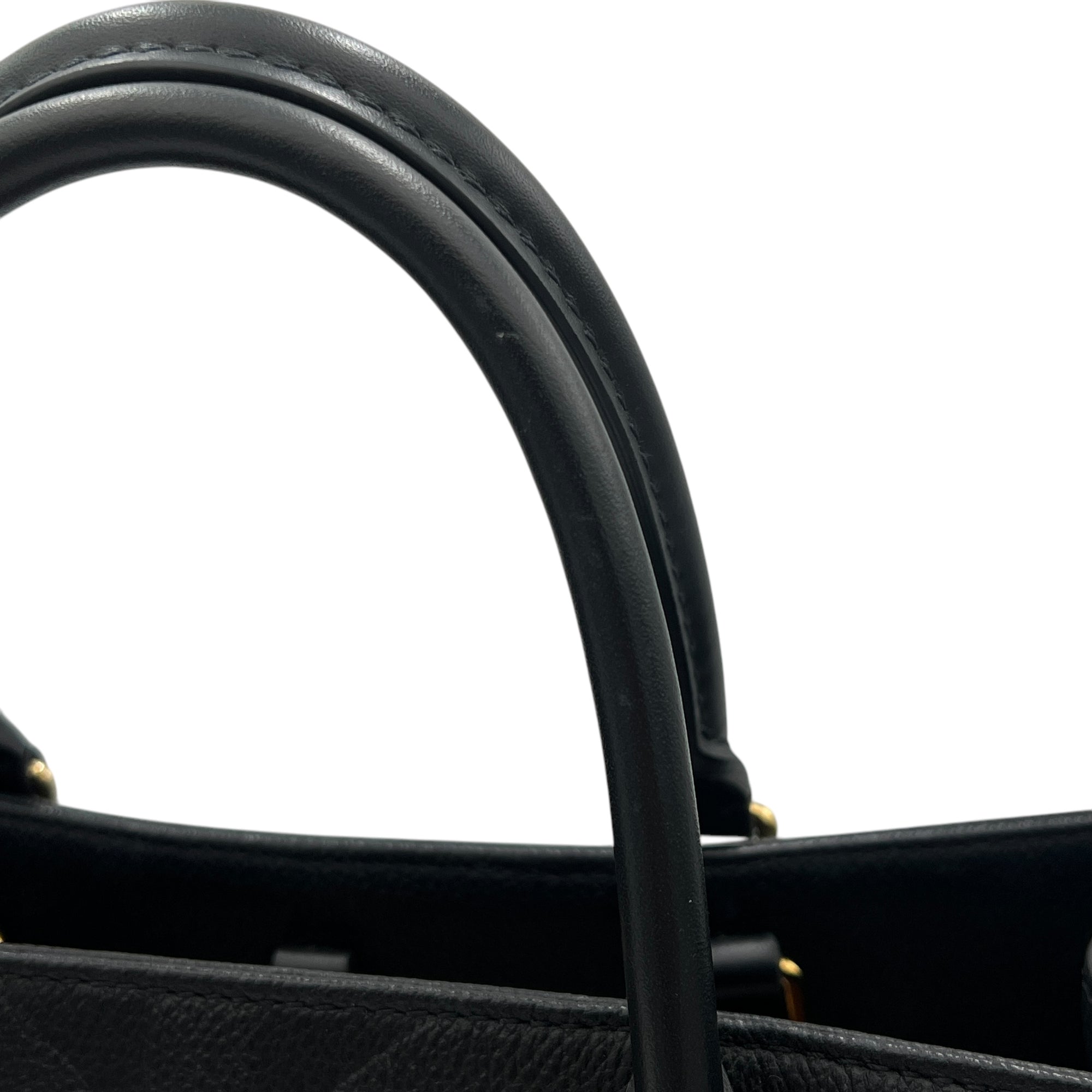 OnTheGo Tote Bag MM Black in Empreinte Leather, Gold hardware