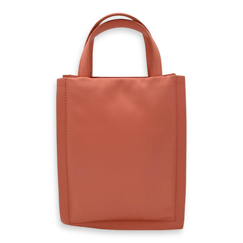 Viva Bow Top Handle Bag Mini Coral in Calfskin, Lacquered Metal hardware