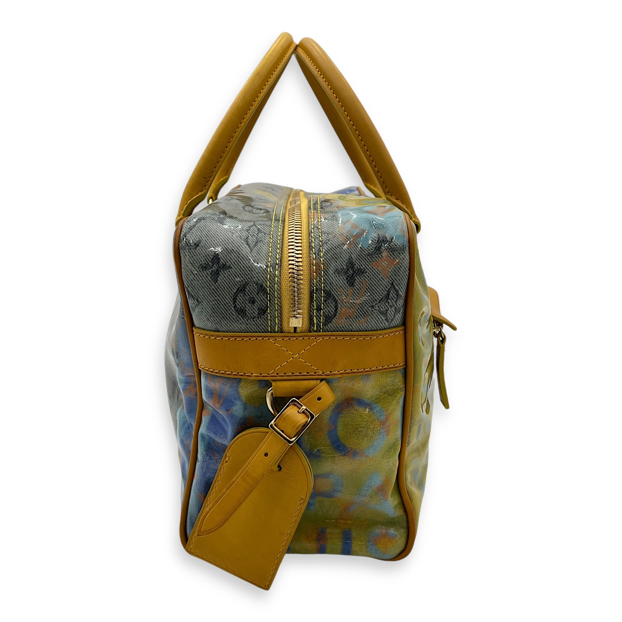 Richard Prince Pulp Weekender Yellow Top Handle Bag in Vinyl, Gold hardware