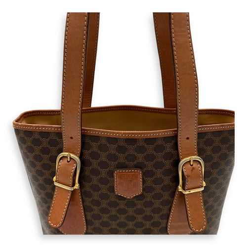 Macadam Tote Bag Brown in Coated Canvas, Gold hardware