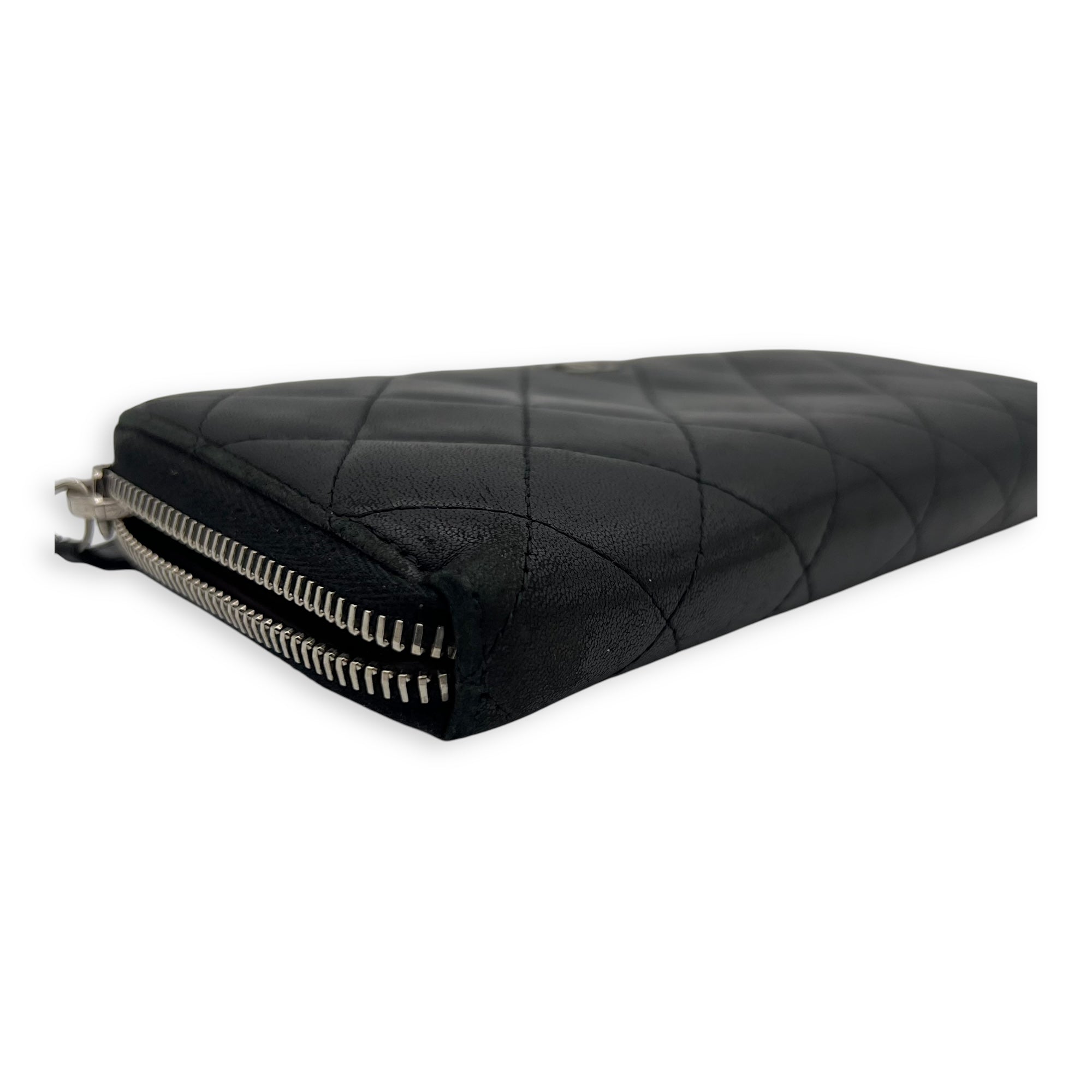 Chanel CC Long Black Wallet in Lambskin, Silver hardware_10