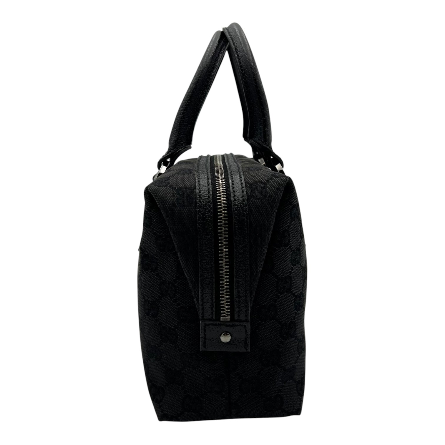 Gucci GG Top Handle Bag Black in Canvas, Silver hardware_3
