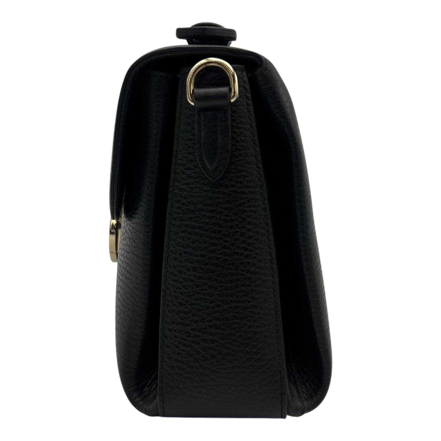 Gucci Interlocking G Top Handle Bag Black in Calfskin, Gold hardware_4