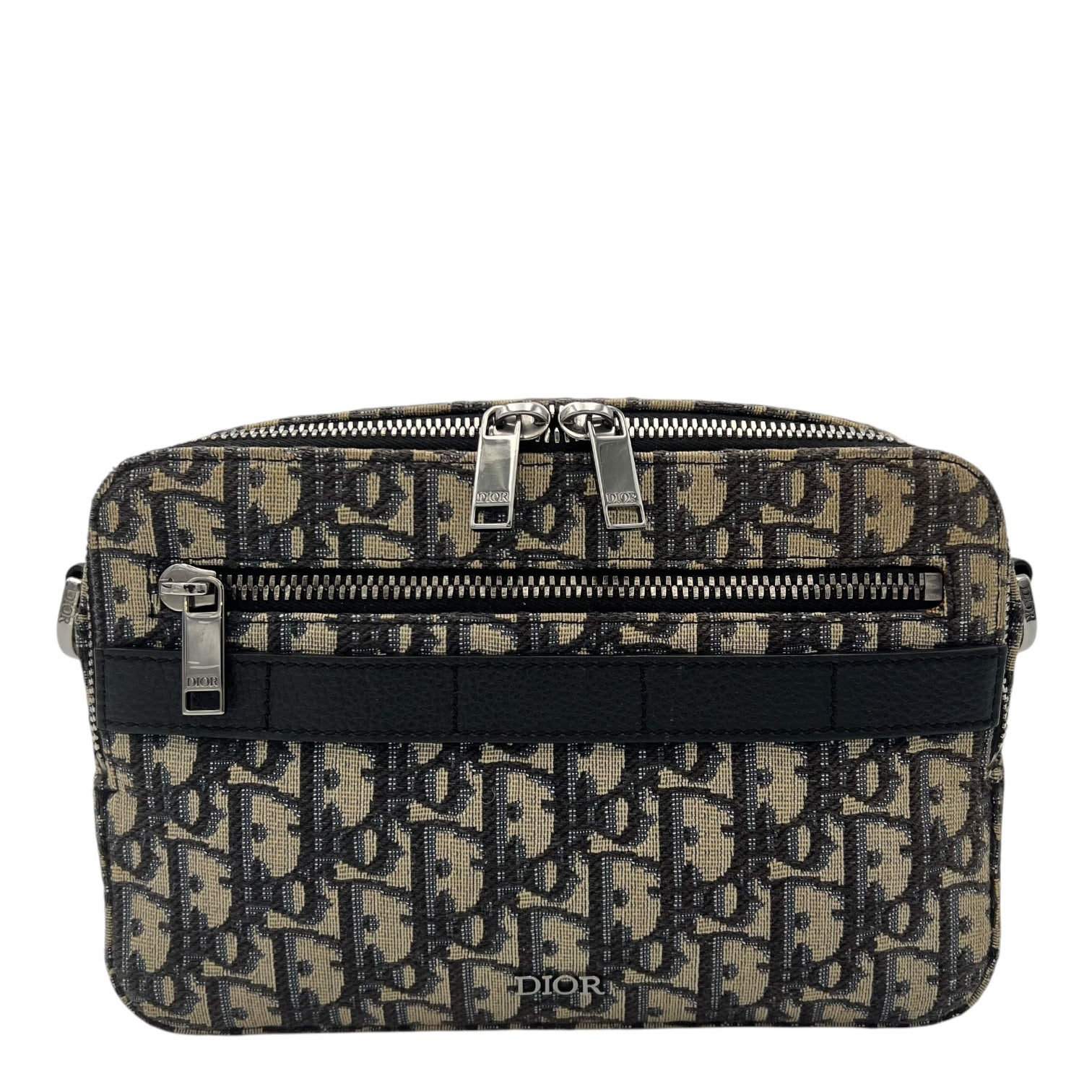 Christian Dior Safari Crossbody Bag Blue in Jacquard, Silver hardware_1