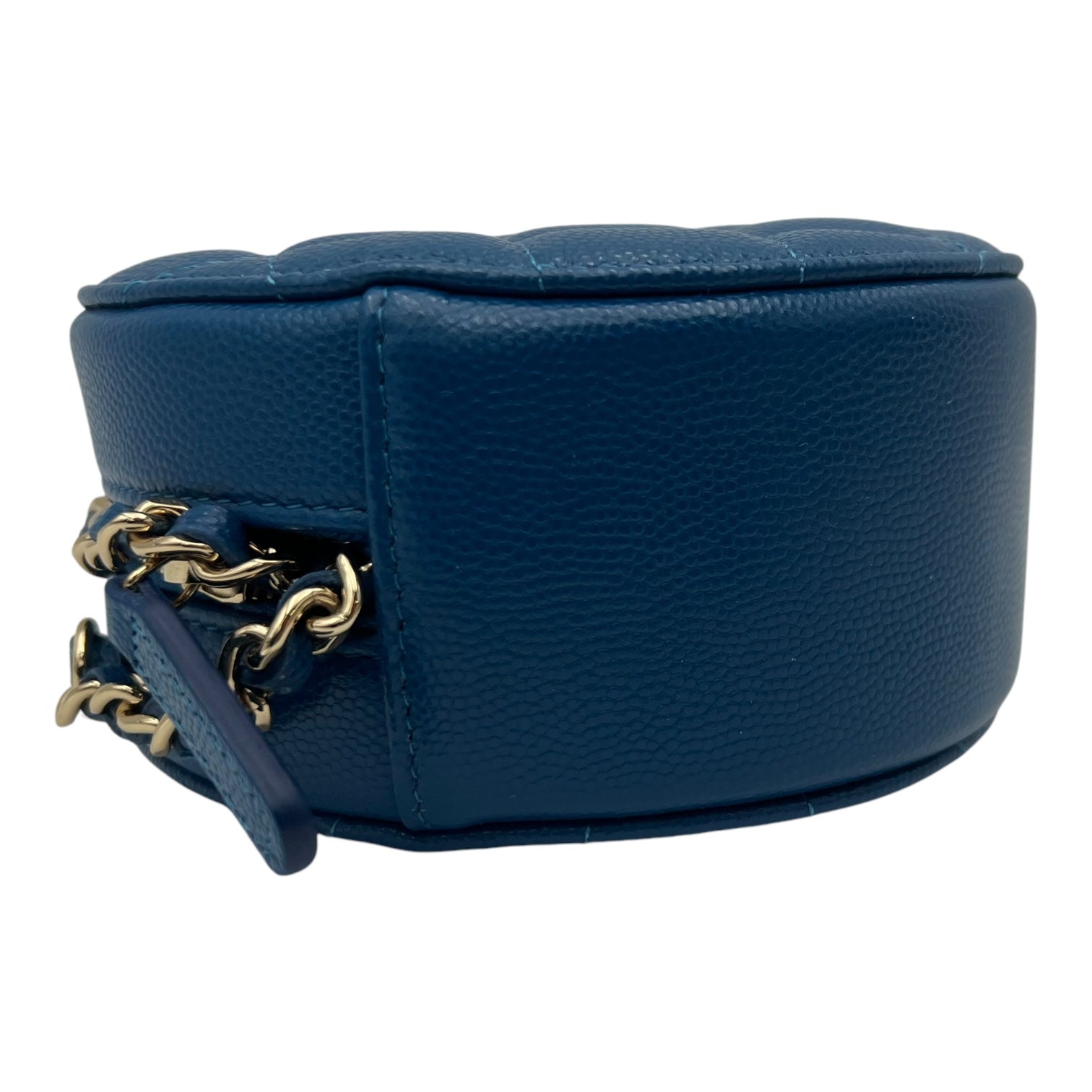 Chanel Round CC Crossbody Bag Blue in Caviar Leather, Gold hardware_8