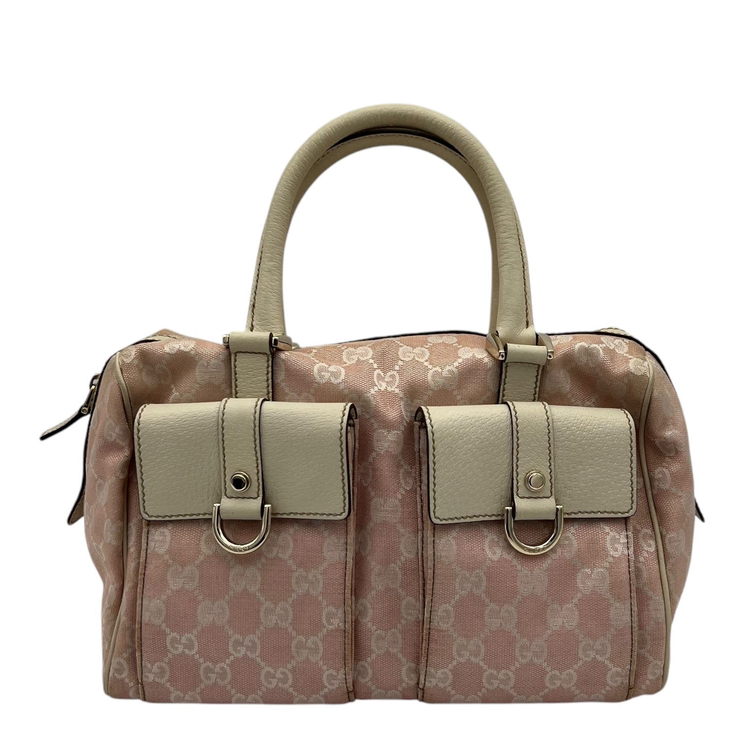 Gucci GG Top Handle Bag Pink in Canvas, Light Gold hardware_1