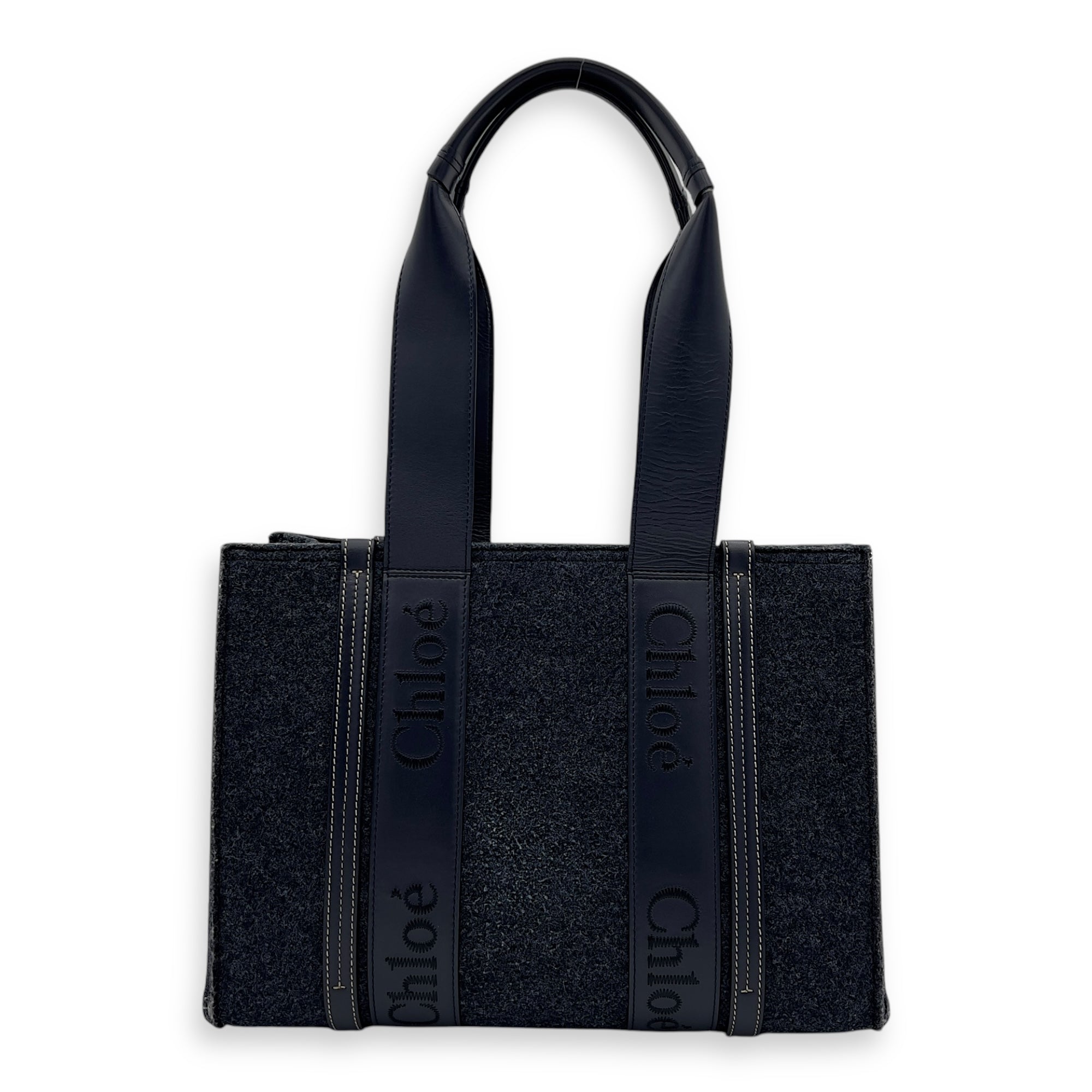 Chloé Woody Tote Bag Grey in Wool_2